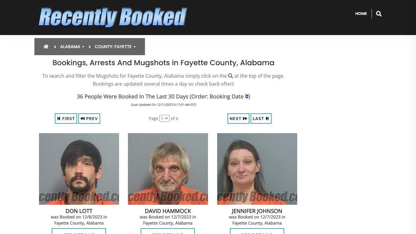 Bookings, Arrests and Mugshots in Fayette County, Alabama - Recently Booked